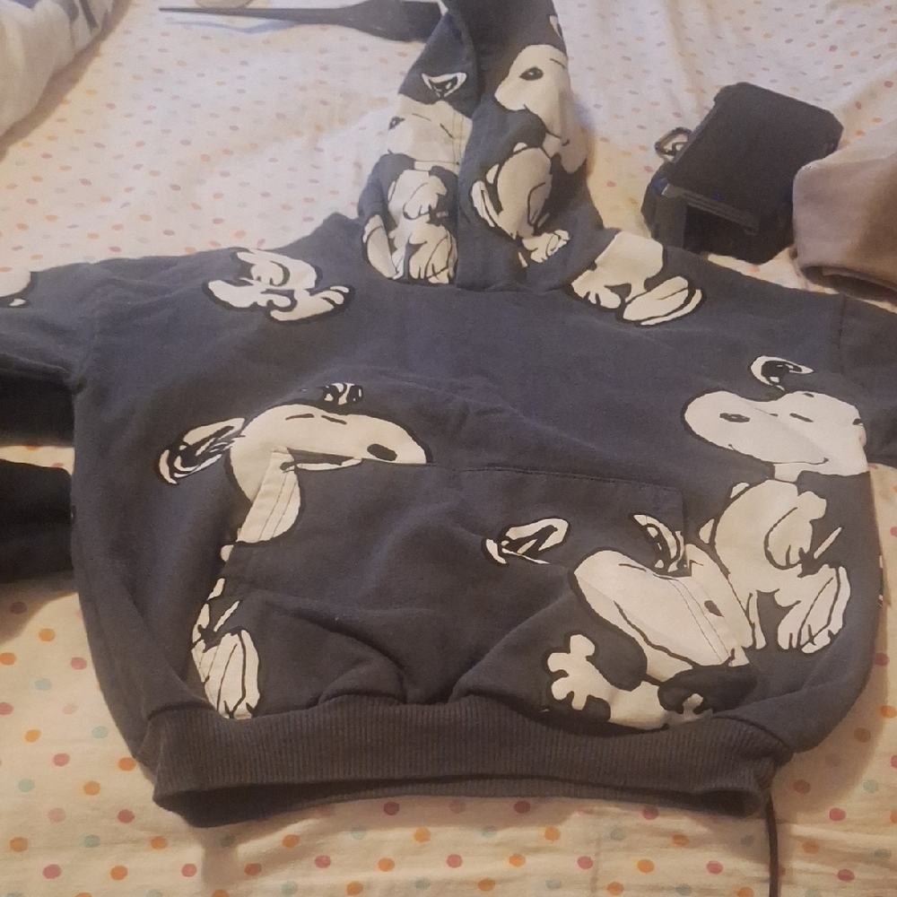 Peanuts Charcoal Hoodie with Cartoon Design